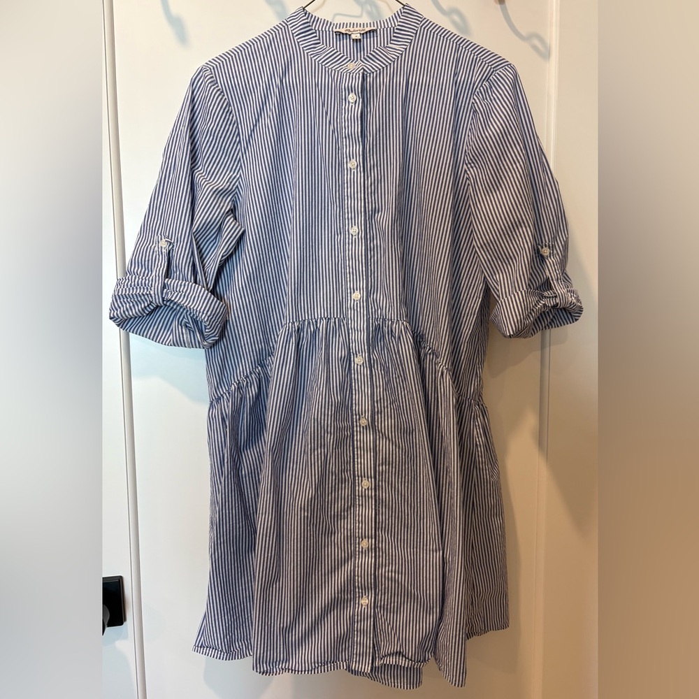 Madewell Blue and White Striped Button-Up shirt dress